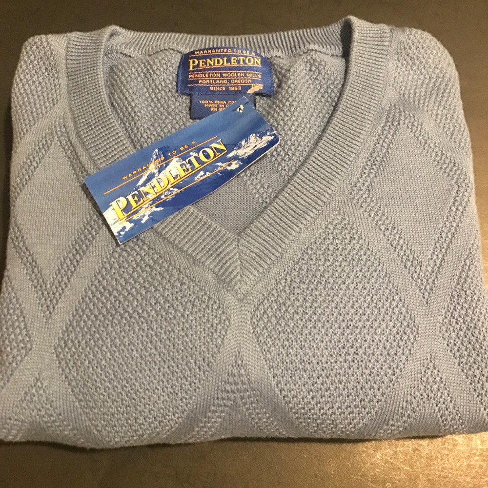 NWT Pendleton Diamond Weave Slate Blue Sweater XL